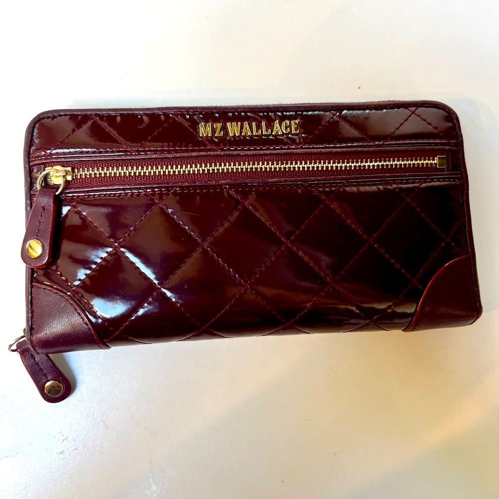 MZ Wallace Crosby Burgundy Lacquer Long Wallet